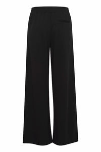 ICHI Kate Wide Legged Jersey Long Trousers - Black