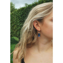 Load image into Gallery viewer, Harriet Twin Gem Earrings - Navy &amp; Dark Amber