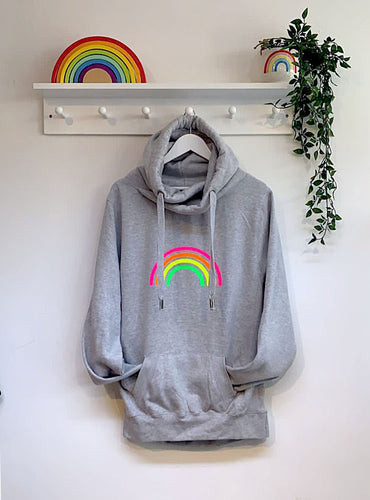 Neon Marl Neon Rainbow Cotton Hoodie - Grey