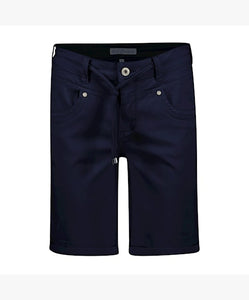 Red Button Relax Plain Cotton Shorts - Navy
