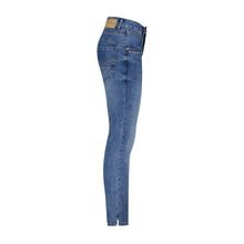 Load image into Gallery viewer, Red Button Sissy Embroidery Detail Jeans - Mid Blue Stone Wash