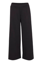 Load image into Gallery viewer, ICHI Kate Wide Legged Jersey Cropped Trousers - Black