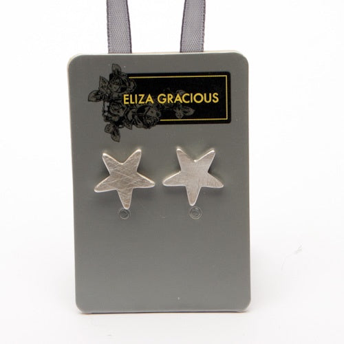 Brushed Metal Star Stud Earrings