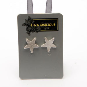 Brushed Metal Star Stud Earrings