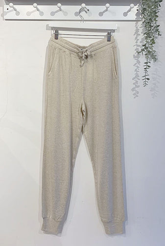 ICHI Yose Knitted Jogger Trousers - Oatmeal Melange