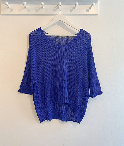 Rachelle Open Stitch Jumper - Royal Blue