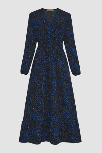 Zoe Zebra and Star Print Shirred Maxi Dress - Royal Blue